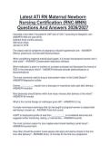 Latest ATI RN Maternal Newborn Nursing Certification &lpar;RNC-MNN&rpar; Questions And Answers 2026&sol;2027