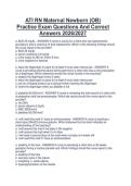 ATI RN Maternal Newborn &lpar;OB&rpar; Practice Exam Questions And Correct Answers 2026&sol;2027