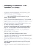 Advertising and Promotion Exam Questions and Answers