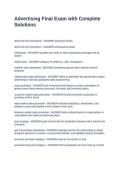 Advertising Final Exam with Complete Solutions