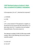 CSET Multiple Subjects Subtest 2- Math ONLY EXAM WITH CORRECT ANSWERS