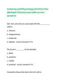 Anatomy and Physiology Unit One Test &lpar;Multiple Choice&rpar; exam with correct answers