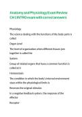 Anatomy and Physiology Exam Review CH 1 INTRO exam with correct answers
