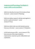 Anatomy and Physiology Test Bank -1 exam 1 with correct answers