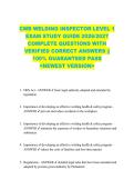 CWB WELDING INSPECTOR LEVEL 1  EXAM STUDY GUIDE 2026&sol;2027  COMPLETE QUESTIONS WITH  VERIFIED CORRECT ANSWERS &vert;&vert;  100&percnt; GUARANTEED PASS  <NEWEST VERSION> 