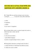 SOC1502 MCQ ACTUAL EXAM PAPER 2026 QUESTIONS WITH ANSWERS GRADED A&plus;