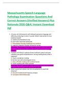 Massachusetts Speech-Language  Pathology Examination Questions And  Correct Answers &lpar;Verified Answers&rpar; Plus  Rationale 2026 Q&A&vert; Instant Download  Pdf