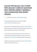 Colorado WW Operator Class D EXAM  PREP 2026&sol;2027 COMPLETE QUESTIONS  WITH VERIFIED CORRECT ANSWERS &vert;&vert;  100&percnt; GUARANTEED PASS NEWEST  VERSION 