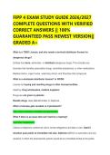 FIPP 4 EXAM STUDY GUIDE 2026&sol;2027  COMPLETE QUESTIONS WITH VERIFIED  CORRECT ANSWERS &vert;&vert; 100&percnt;  GUARANTEED PASS NEWEST VERSION&vert;&vert;  GRADED A&plus; 