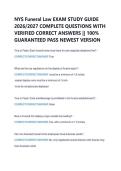 NYS Funeral Law EXAM STUDY GUIDE  2026&sol;2027 COMPLETE QUESTIONS WITH  VERIFIED CORRECT ANSWERS &vert;&vert; 100&percnt;  GUARANTEED PASS NEWEST VERSION 