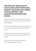 WGU D099 Sales Management OA  ACTUAL EXAM &lpar;LATEST UPDATE 2026&rpar;  COMPLETE QUESTIONS WITH CORRECT  DETAILED ANSWERS &vert;&vert; 100&percnt;  GUARANTEED PASS BRAND NEW  VERSION 