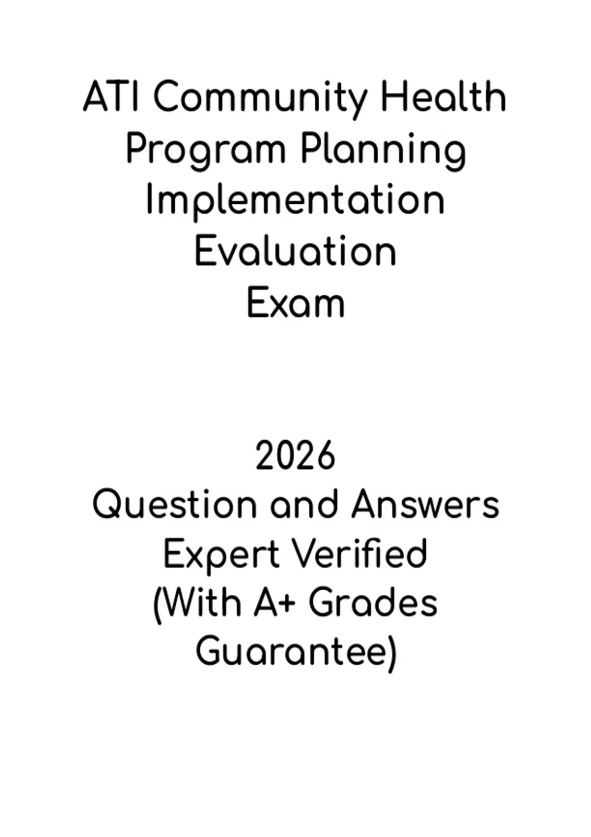 ATI Community Health Program Planning, Implementation & Evaluation ...