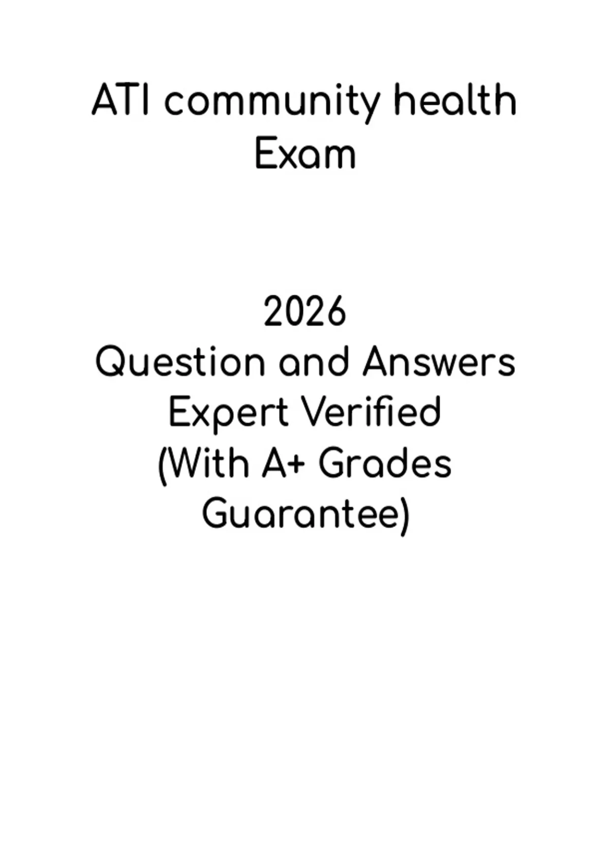 ATI Community Health 2026 | Public Health Nursing Study Guide PDF - ATI ...