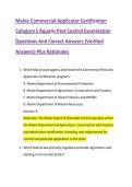 Maine Commercial Applicator Certification Category 5 Aquatic Pest Control Examination Questions And Correct Answers &lpar;Verified Answers&rpar; Plus Rationales