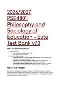 PSE4801 Philosophy and Sociology of Education&colon; Elite Test Bank & Exam Prep &lpar;2026&sol;2027&rpar; 