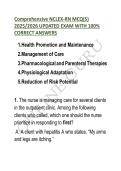 Comprehensive NCLEX-RN MCQ&lpar;S&rpar;  2025&sol;2026 UPDATED EXAM WITH 100&percnt;  CORRECT ANSWERS 