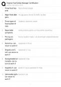 Virginia Food Safety Manager &sol; FSM 200 Study Guide &sol; 2025 Update &sol; Score 100&percnt;