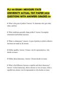 PLS 101 EXAM 1 MISSOURI STATE UNIVERSITY ACTUAL TEST PAPER 2026 QUESTIONS WITH ANSWERS GRADED A&plus;