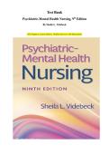 Test Bank - Psychiatric-Mental Health Nursing 9th Edition&period; By Sheila L&period; Videbeck &ndash; All Chapters&comma; Verified Answers & Rationales &lpar;Latest Edition&rpar;