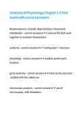 Anatomy & Physiology Chapter 1-3 Test exam with correct answers 