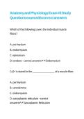 Anatomy and Physiology Exam -3 Study Questions exam with correct answers