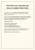 SOC1502 Exam 1 Questions and Answers Complete Study Guide&period;