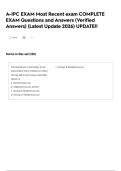 A-IPC EXAM Most Recent exam COMPLETE  EXAM Questions and Answers &lpar;Verified Answers&rpar; &lpar;Latest Update 2026&rpar; UPDATE&excl;&excl;