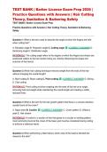 TEST BANK &vert; Barber License Exam Prep 2026 &vert; Practice Questions with Answers &vert; Hair Cutting Theory&comma; Sanitation & Barbering Safety