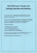 SOC1502 Exam 1 Practice Test  Sociology Questions and Solutions&period;