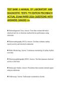 TEST BANK A MANUAL OF LABORATORY AND DIAGNOSTIC TESTS 7TH EDITION FISCHBACH ACTUAL EXAM PAPER 2026 QUESTIONS WITH ANSWERS GRADED A&plus;
