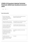 47203W&lowbar;02 Hazardous Materials Technician Final Exam  &lpar;2026&rpar; Exam Questions & Answers &vert; Latest