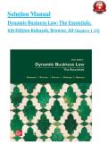 Dynamic Business Law&colon; The Essentials &lpar;6th Edition&rpar; by Kubasek & Browne &ndash; Complete Solution Manual for Chapters 1&ndash;25 PDF