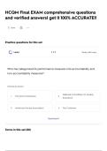 HCQM Final EXAM comprehensive questions and verified answers&vert; get it 100&percnt; ACCURATE&excl;&excl;