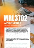 MRL3702 Assignment 2 Semester 1 ANSWERS 2026 - Due April 2026