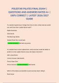 POLESTAR  PILATES FINAL EXAM FINAL EXAM &vert; QUESTIONS AND ANSWERS RATED A&plus; &vert; 100&percnt; CORRECT &vert; LATEST 2026&sol;2027 GUIDE
