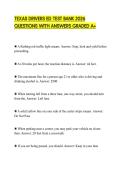 TEXAS DRIVERS ED TEST BANK 2026 QUESTIONS WITH ANSWERS GRADED A&plus;