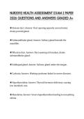 NUR2092 HEALTH ASSESSMENT EXAM 2 PAPER 2026 QUESTIONS AND ANSWERS GRADED A&plus;