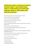 NUR 426 Exam 2 Chapter 4 - Introduction to Community Assessment Chapter 5 - Health Program Planning Chapter 13 - Health Planning for Local Public Health Departments Chapter 21 - Health Planning&comma; Public Health Policy&comma; and Finance