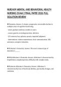 NUR2459 MENTAL AND BEHAVIORAL HEALTH NURSING EXAM 2 FINAL PAPER 2026 FULL SOLUTION REVIEW