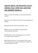 NUR2459 MENTAL AND BEHAVIORAL HEALTH NURSING EXAM 2 PAPER 2026 QUESTIONS AND ANSWERS GRADED A&plus;