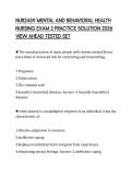 NUR2459 MENTAL AND BEHAVIORAL HEALTH NURSING EXAM 2 PRACTICE SOLUTION 2026 VIEW AHEAD TESTED SET