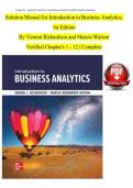 INTRODUCTION TO BUSINESS ANALYTICS &lpar;1ST EDITION&rpar; BY VERNON RICHARDSON AND MARCIA WATSON SOLUTION MANUAL WITH DETAILED PROBLEM SOLUTIONS
