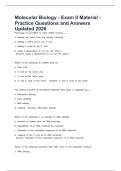 Molecular Biology - Exam II Material - Practice Questions and Answers Updated 2026