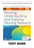 Test Bank - Reading&comma; Understanding&comma; and Applying Nursing Research&comma; 7th E By James A&period; Fain &vert; Verified Answers & Rationales &vert; Research Methods for Nursing Students