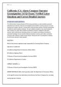 California &lpar;CA&rpar; Alarm Company Operator  Licensignation &lpar;ACQ&rpar; Exam &vert; Verified Latest  Questions and Correct Detailed Answers