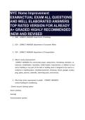 NYC Home Improvement EXAMACTUAL EXAM ALL QUESTIONS AND WELL ELABORATED ANSWERS TOP RATED VERSION FOR ALREADY A&plus; GRADED HIGHLY RECOMMENDED &vert;NEW AND REVISED