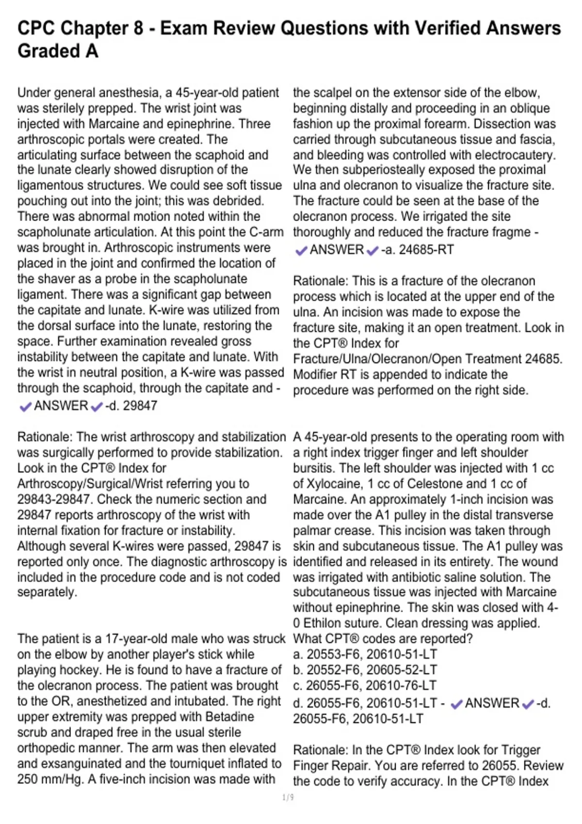 CPC Chapter 8 - Exam Review Questions with Verified Answers Graded A ...