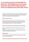 ATI RN LEADERSHIP PROCTORED EXAM With NGN Test  Bank Exam 1 With &lpar;600 Questions And Answers&rpar;  Actual Exam Newest With Complete Questions  And Correct Detailed Answers&vert; Brand New Version&excl;   