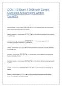 COM 113 Exam 1 &lpar;2026&rpar; &vert; Correct Questions and Answers Written Correctly