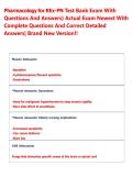 Pharmacology for REx-PN Test Bank Exam With   Questions And Answers&rpar; Actual Exam Newest With  Complete Questions And Correct Detailed  Answers&vert; Brand New Version&excl;&excl; 